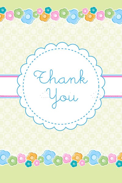 Thank You Text in Lovely Pastel Background with Flowers and Pattern